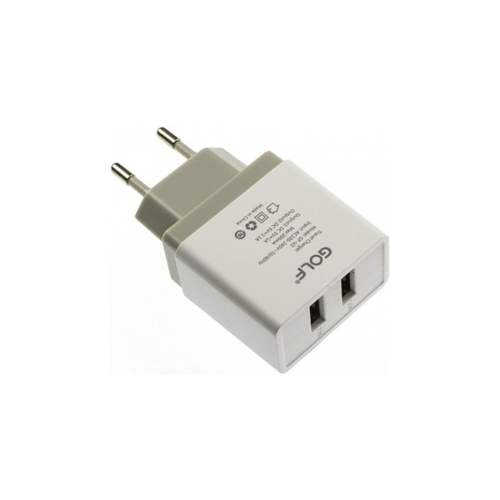 Зарядное устройство Golf GF-U2 Travel charger + Lightning cable 2USB 2,1A White (F_49989) изображение 2