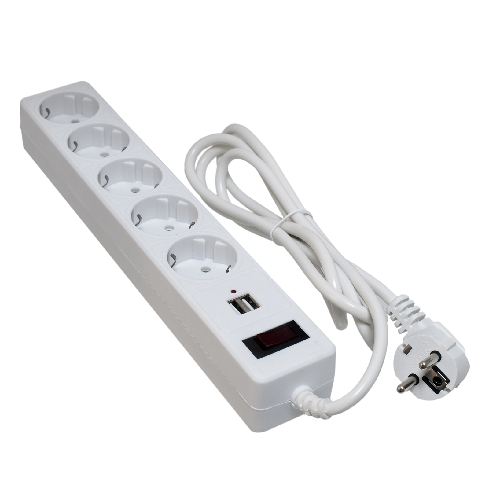 Сетевой фильтр питания Patron 1.8m + 2 USB 2.0, 2.1A, 5 роз. White (EXT-PN-SP-52-USB-W)