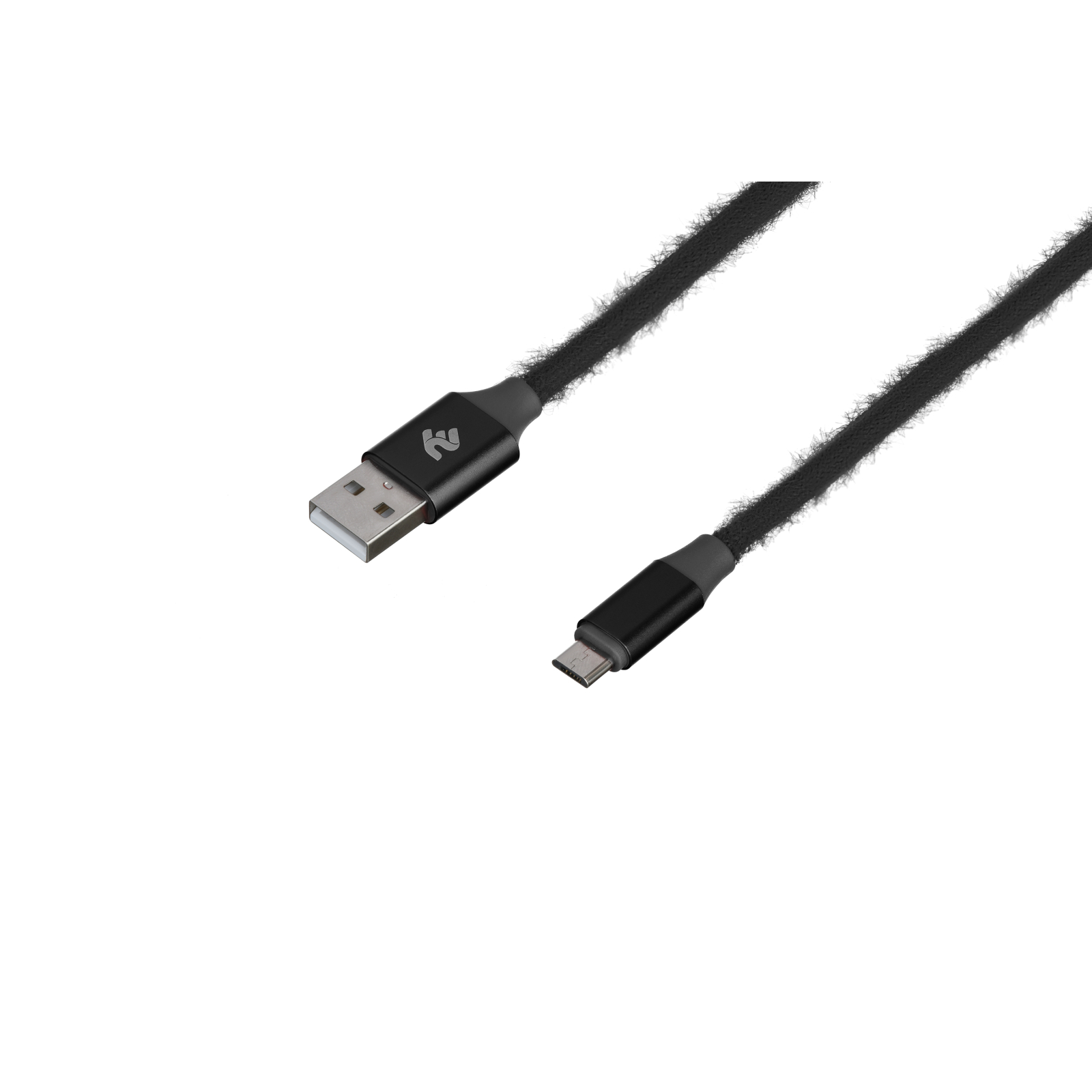 Дата кабель USB 2.0 AM to Micro 5P 1.0m Fur black 2E (2E-CCMTAC-BLACK) изображение 2