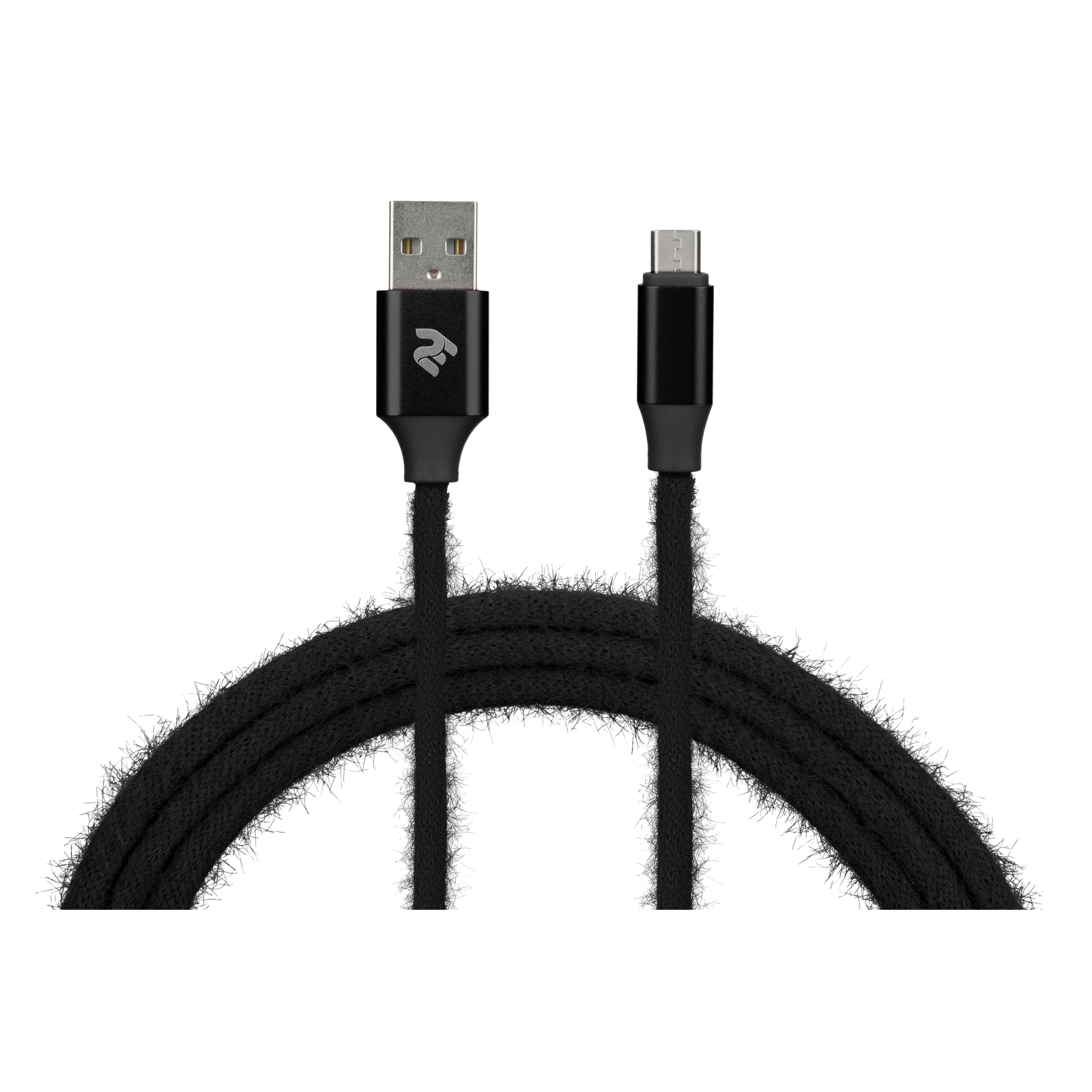 Дата кабель USB 2.0 AM to Micro 5P 1.0m Fur black 2E (2E-CCMTAC-BLACK) зображення 4