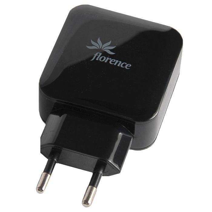 Зарядное устройство Florence 2USB 3A + microUSB cable Black (FW-2U030B-M)