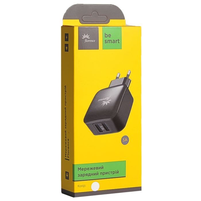 Зарядное устройство Florence 2USB 3A + microUSB cable Black (FW-2U030B-M) изображение 3