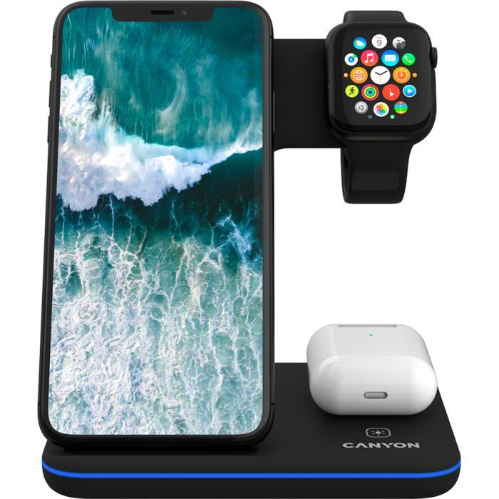 Зарядний пристрій Canyon 3in1 Wireless charger (CNS-WCS303B) зображення 2