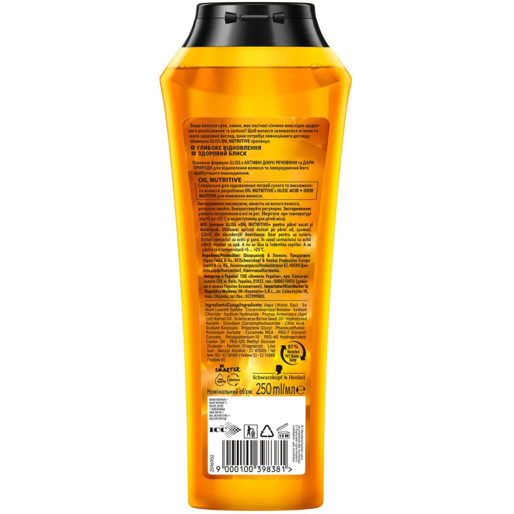 Шампунь Gliss Oil Nutritive для сухих и поврежденных волос 250 мл (9000100398381) изображение 2