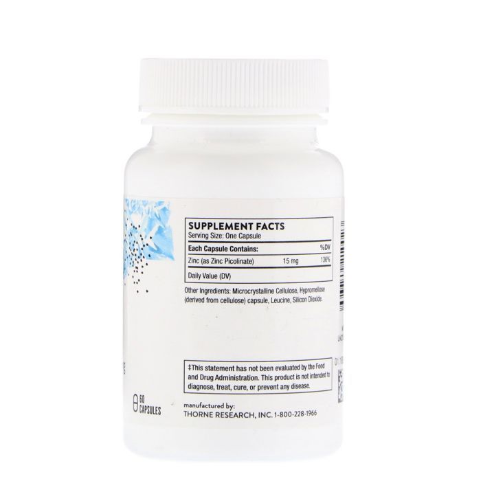Минералы Thorne Research Цинк Пиколинат 15 мг, Zinc Picolinate, 60 капсул (THR-21002) изображение 2
