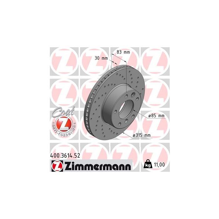 Тормозной диск ZIMMERMANN 400.3614.52