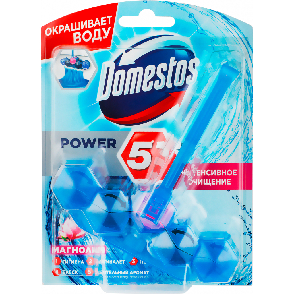 Туалетний блок Domestos Power 5 Видимий захист Квітковий букет 53 г (8717163788646)