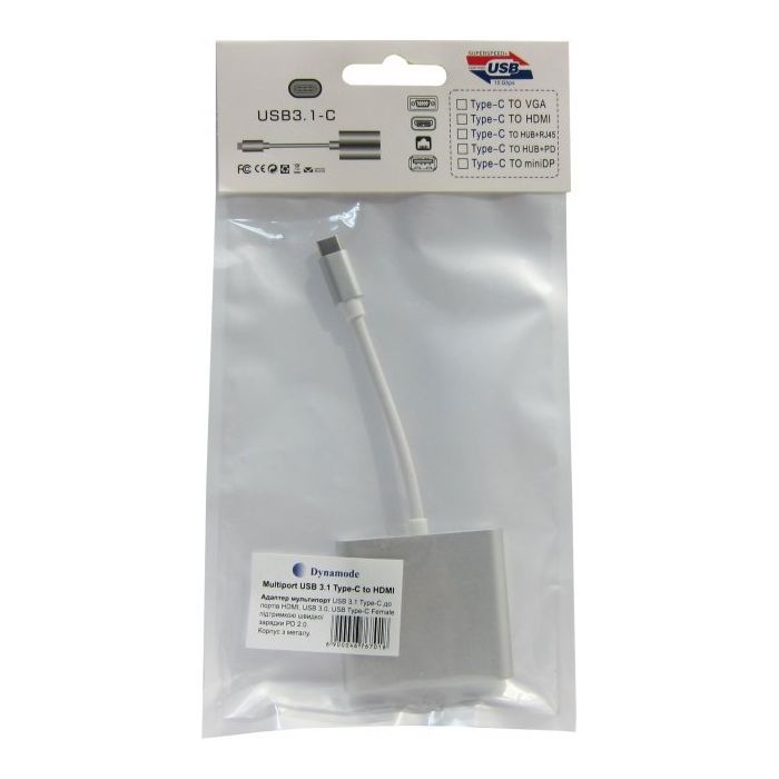Перехідник Dynamode Dynamode USB3.1 Type-C to 1хHDMI, 1хUSB 3.0, 1хUSB Type-C Fe (Multiport USB 3.1 Type-C to HDMI) зображення 4