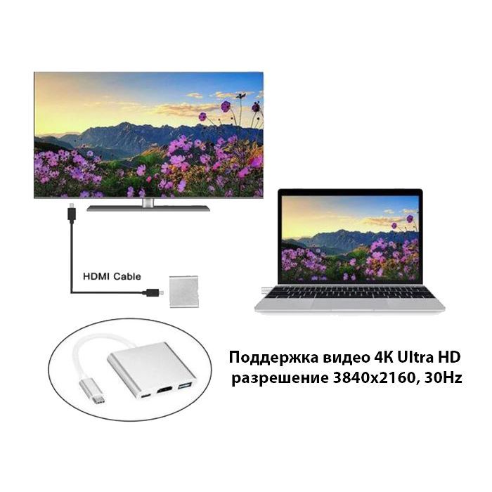 Перехідник Dynamode Dynamode USB3.1 Type-C to 1хHDMI, 1хUSB 3.0, 1хUSB Type-C Fe (Multiport USB 3.1 Type-C to HDMI) зображення 8