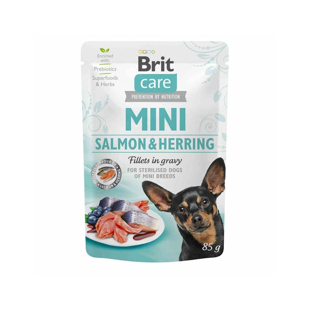 Вологий корм для собак Brit Care Mini pouch 85 г (філе лосося та оселедця в соусі) (8595602534449)