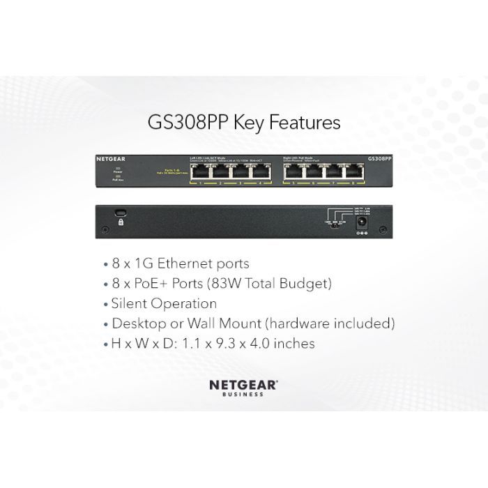 Коммутатор сетевой Netgear GS308PP-100EUS изображение 4