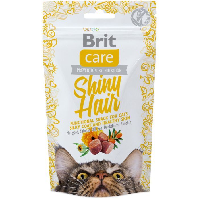 Лакомство для котов Brit Care Shiny Hair с лососем 50 г (8595602521388)