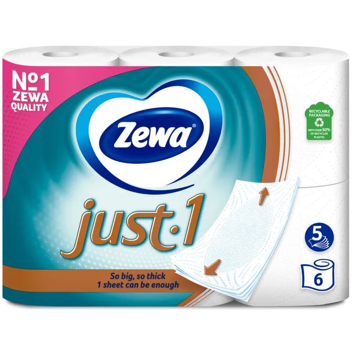 Туалетная бумага Zewa Just 1 5 слоев 6 рулонов (7322541189314) изображение 2
