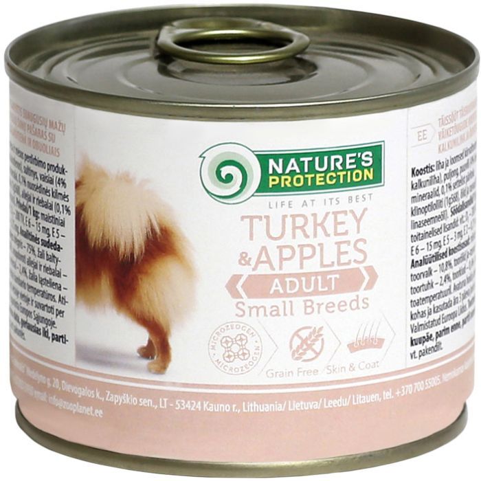 Консервы для собак Nature's Protection Adult Small Breeds Turkey&Apples 200 г (KIK24520)