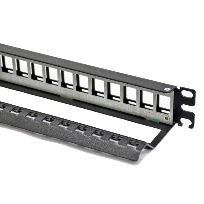 Патч-панель 19" 1U для 24 модуля Kyestone, с задним организатором CMS (CMS-PP24K19RME-B) изображение 3