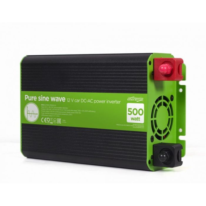 Автомобільний інвертор 12V/230V 500W (1000W peak power) чиста синусоїда EnerGenie (EG-PWC-PS500-01) зображення 2
