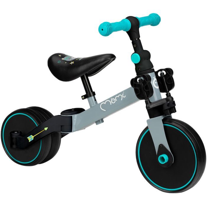 Беговел MoMi Loris 3 в 1 велосипед Grey-Turquoise (ROBI00041)