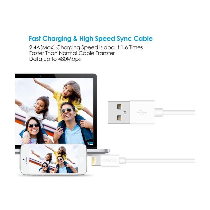 Дата кабель USB 2.0 AM to Lightning 1.8m 2.1A MFI Black Choetech (IP0027-BK) зображення 9