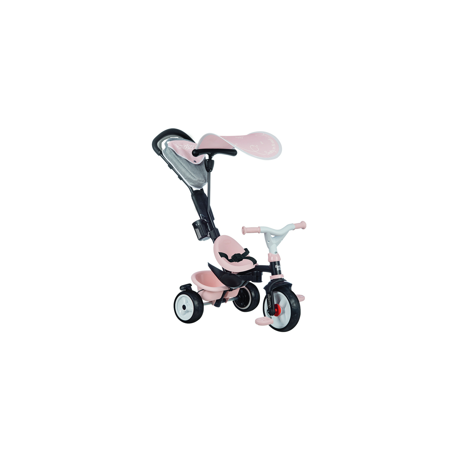 Детский велосипед Smoby Беби Драйвер с козырьком и багажником Розовый (741501)