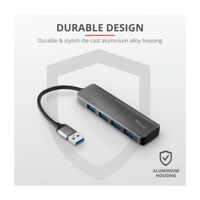 Концентратор Halyx 4-Port USB-A 3.2 Grey Trust (24947_TRUST) изображение 11