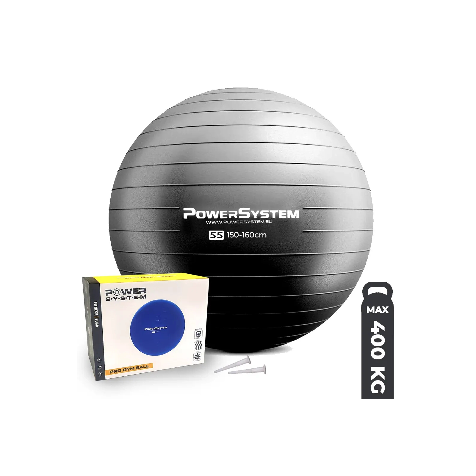 М'яч для фітнесу Power System PS-4011 Pro Gymball 55 см Black (4011BK-0)