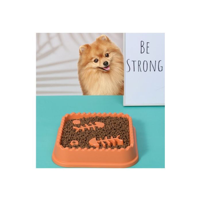 Посуда для кошек WahoPet Миска для медленного кормления с рыбками 200 мл оранжевая (2700000023693) изображение 2