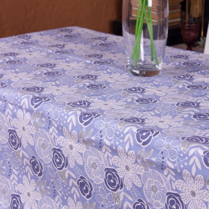 Скатерть MirSon Рогожа №203 Blue Flowers 130x130 см (2200006737841) изображение 3