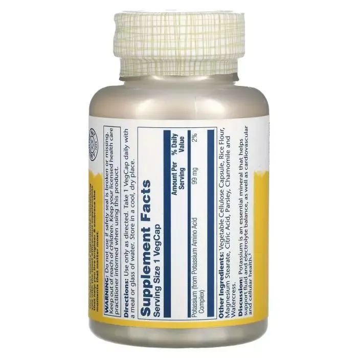 Минералы Solaray Калий, 99 мг, Potassium, 200 вегетарианских капсул (SOR-04671) изображение 2