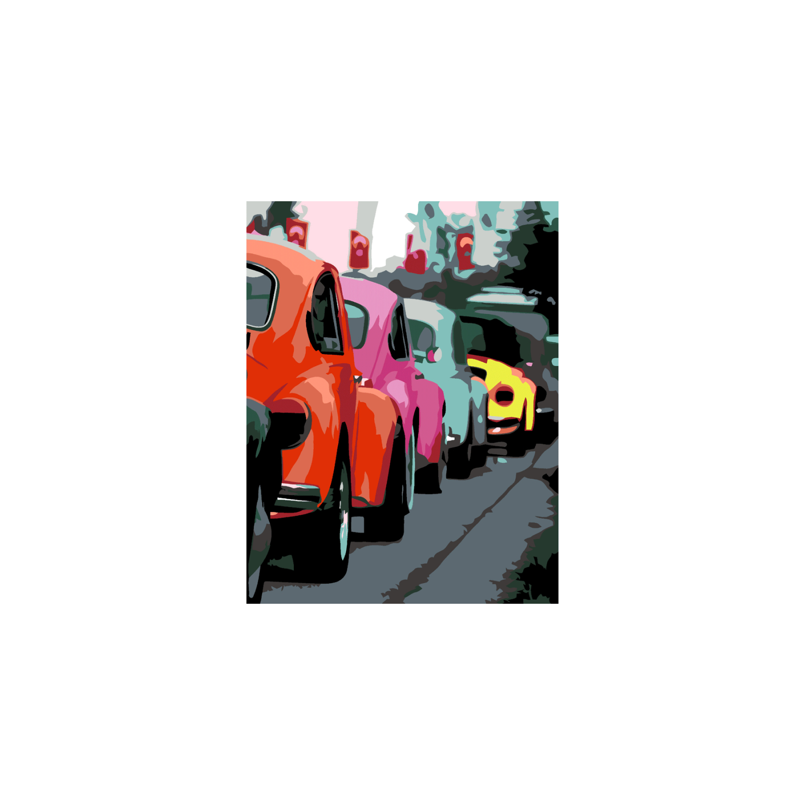 Картина по номерам Rosa Start Яскраві ретро автомобілі, 35х45см (4823098514121)