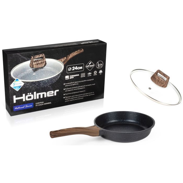 Сковорода Hölmer Natural лита з кришкою 24 см (FP-33524-SWMBML Natural) зображення 10