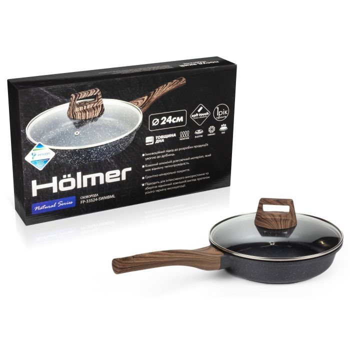 Сковорода Hölmer Natural лита з кришкою 24 см (FP-33524-SWMBML Natural) зображення 9
