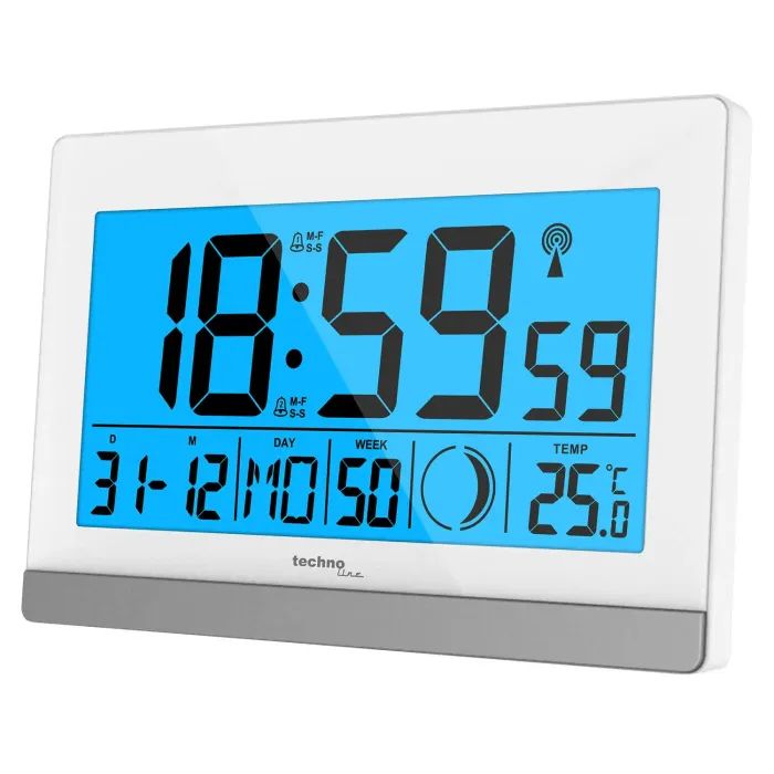 Настольные часы Technoline WS8056 White/Silver (DAS301199)