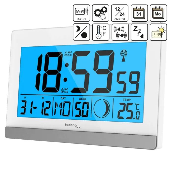 Настольные часы Technoline WS8056 White/Silver (DAS301199) изображение 2