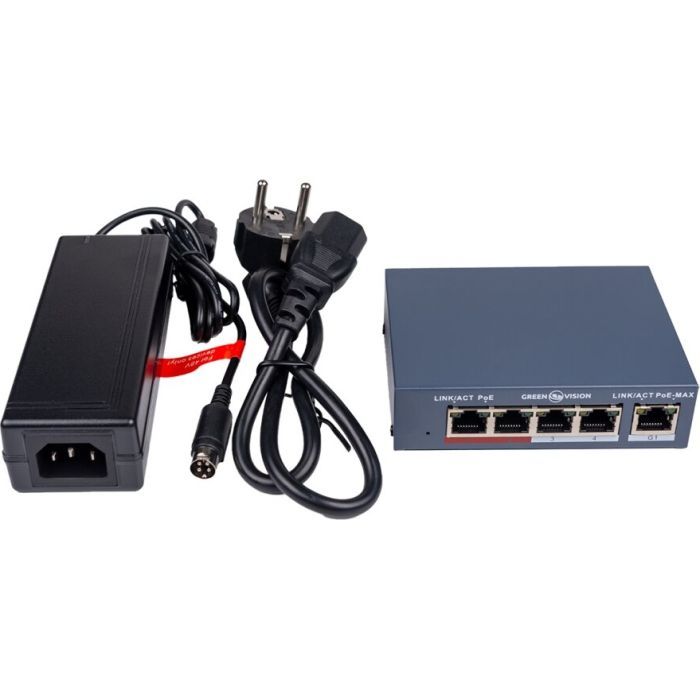 Комутатор мережевий Greenvision GV-017-AI-4+1P зображення 4