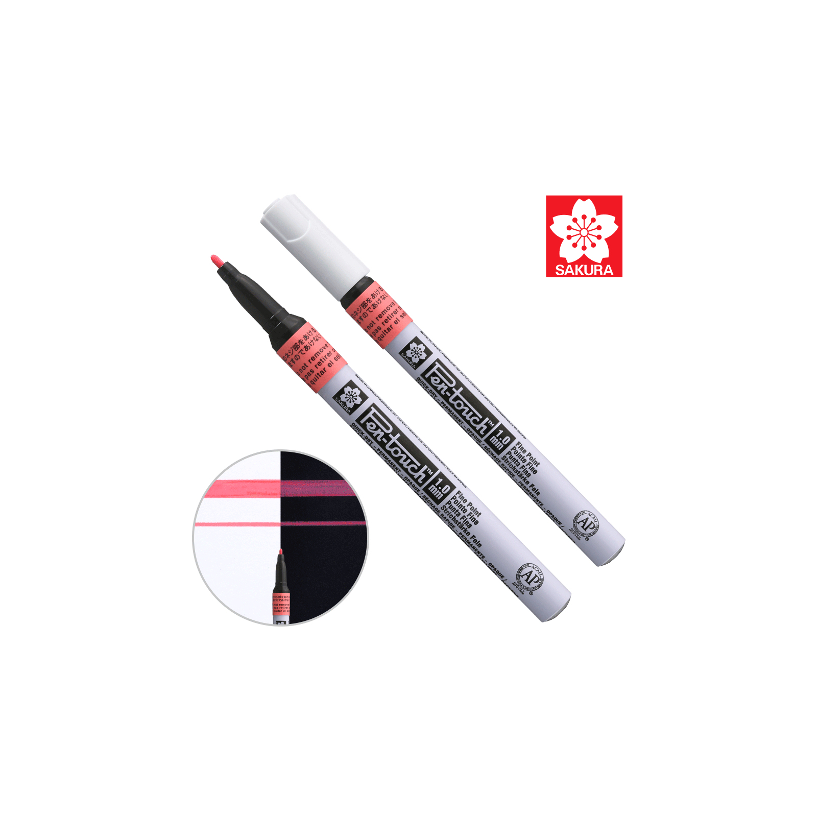 Маркер Sakura Pen-Touch Красный, флуоресцентный, тонкий (FINE) 1мм (084511322721)