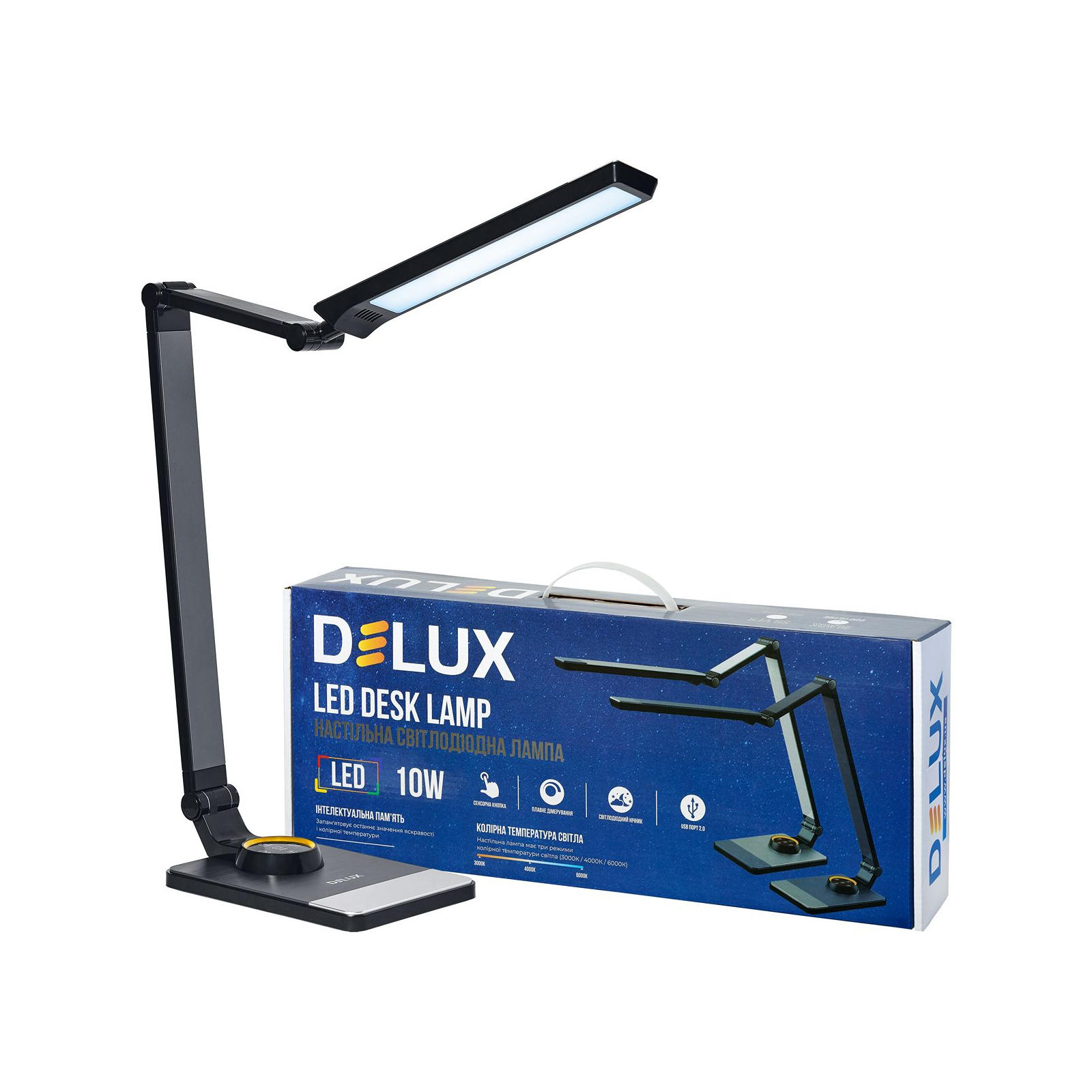Настільна лампа Delux TF-520 10 Вт LED 3000K-4000K-6000K USB (90018129) зображення 3