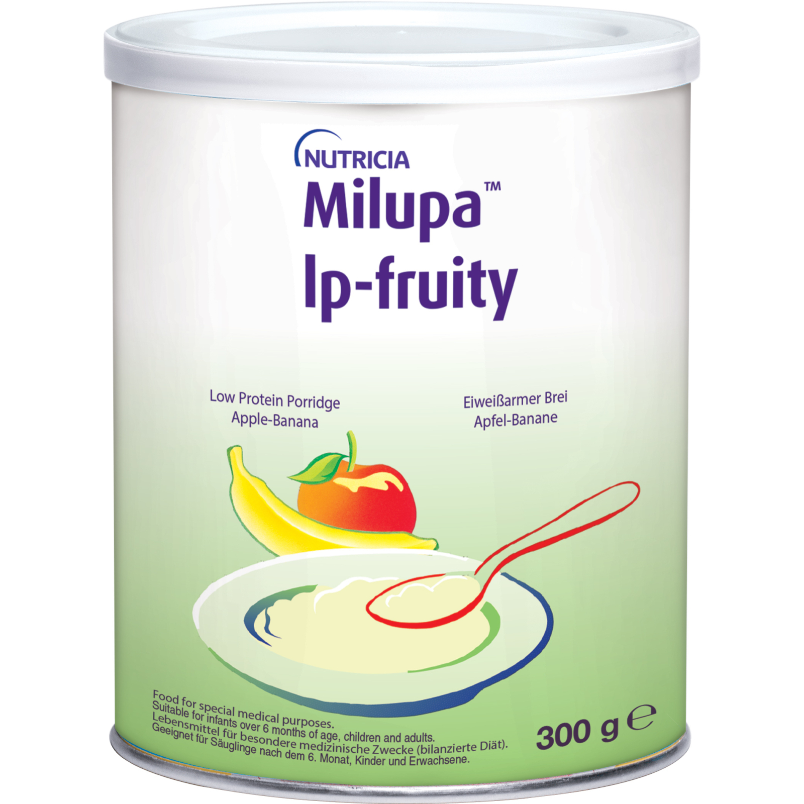 Детская каша Milupa Low Protein Porridge яблочно-банановая с низким содержанием белка 300 г (4003053090819)