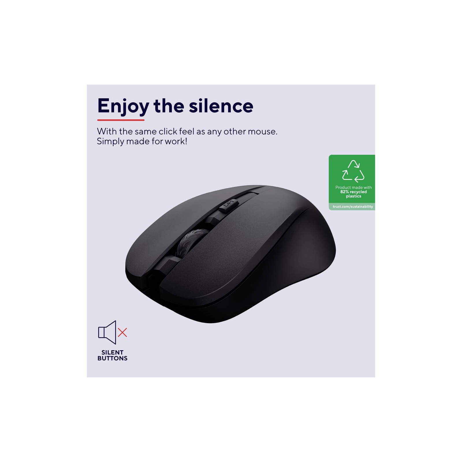 Мишка Trust Mydo Silent Wireless Black (25084) зображення 7