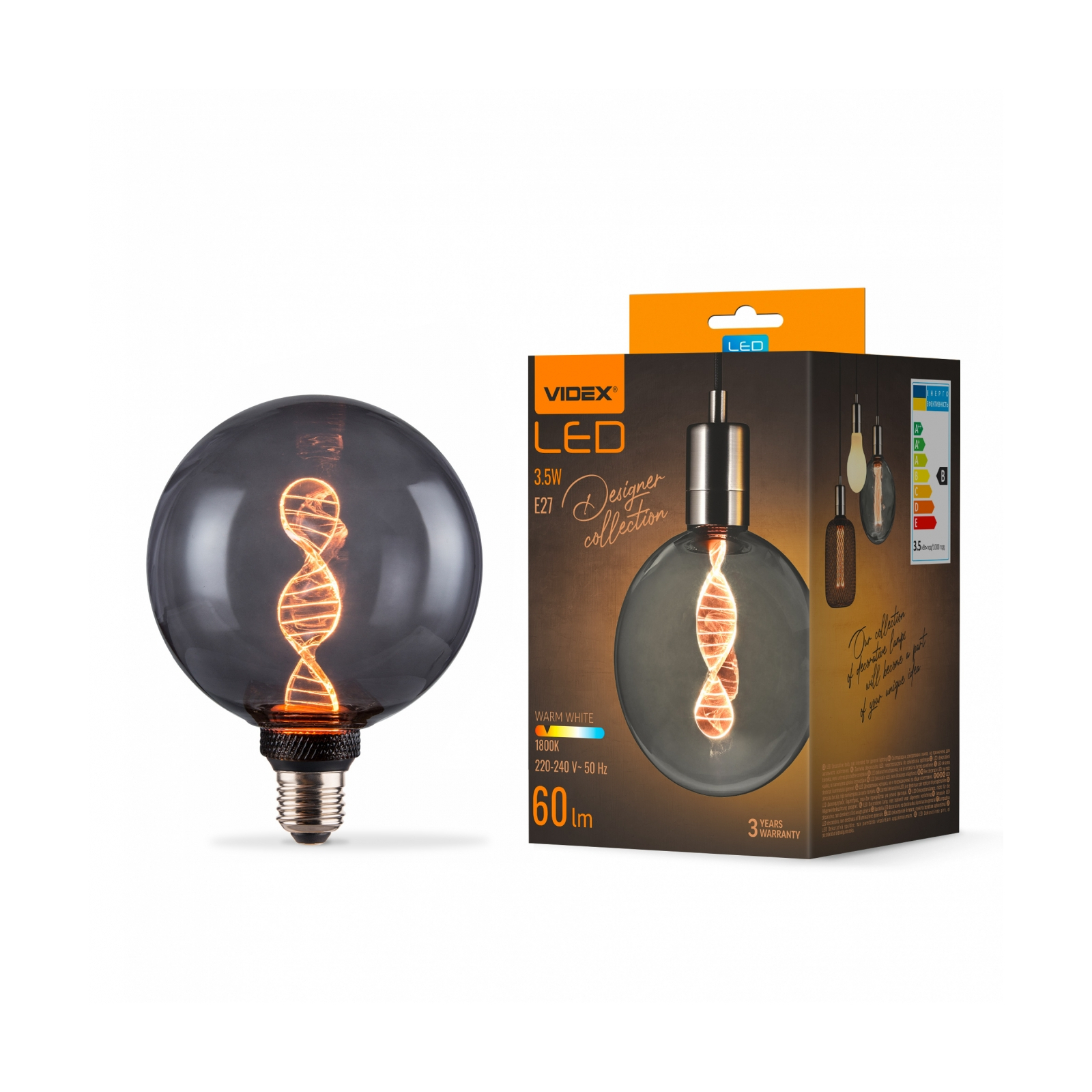 Лампочка Videx Filament 3.5W E27 1800K Smoky (VL-DNA-G125-S)