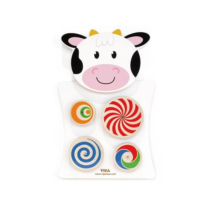 Развивающая игрушка Viga Toys Бизиборд Коровка с кругами (50677FSC)