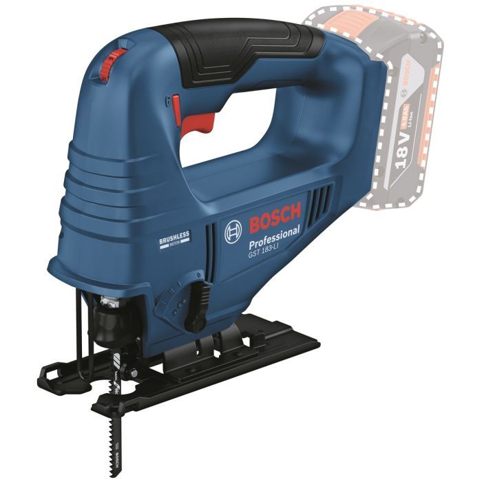 Электролобзик Bosch GST 183-LI безщеточный, 18V, 1х4Ah, 0-3300об/мин, ход 20мм, кейс (0.601.5B7.022) изображение 6