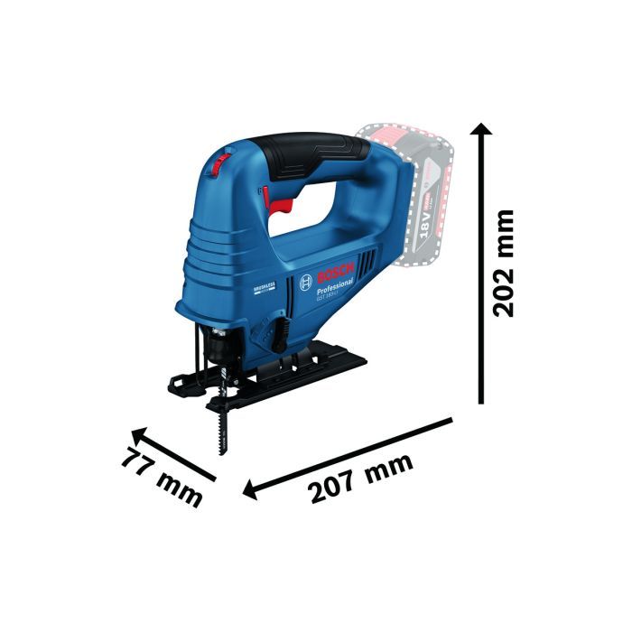 Электролобзик Bosch GST 183-LI безщеточный, 18V, 1х4Ah, 0-3300об/мин, ход 20мм, кейс (0.601.5B7.022) изображение 7