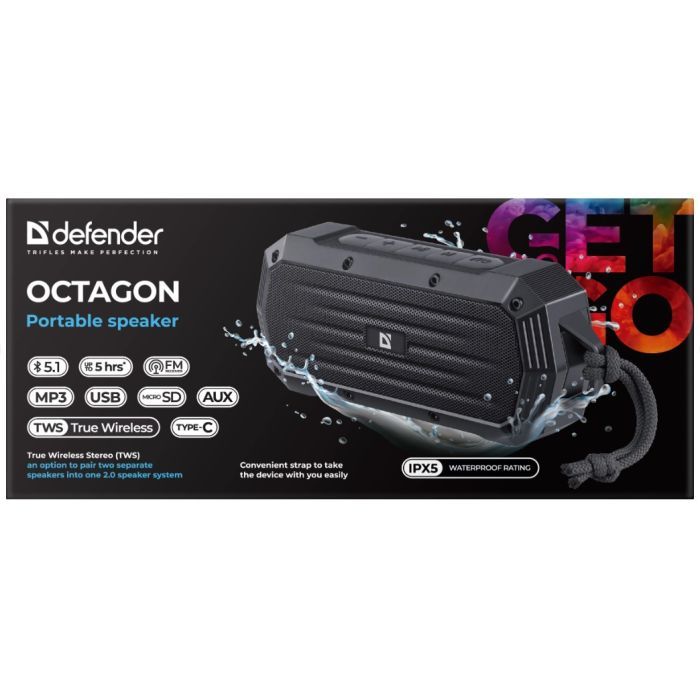 Акустическая система Defender Octagon Bluetooth Black (65039) изображение 2