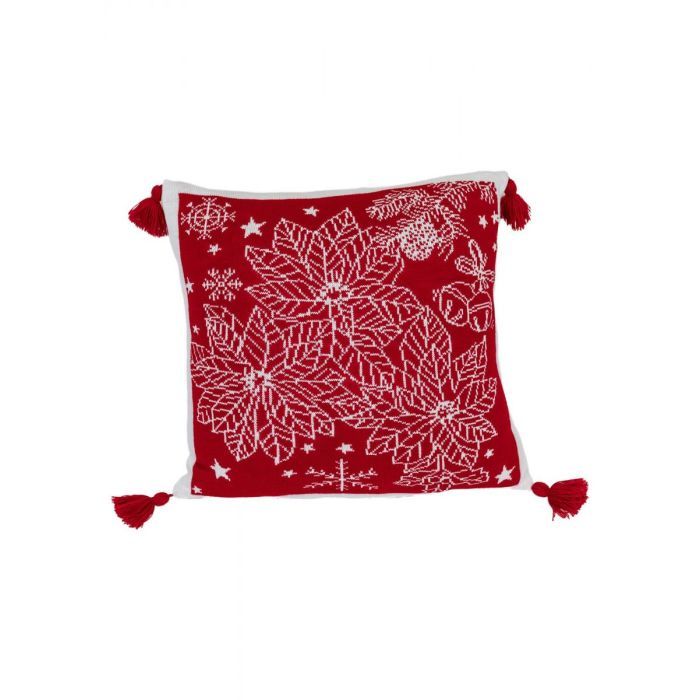 Наволочка Прованс декоративна в'язана Різдвяник червоний 45х45 (030169) зображення 2