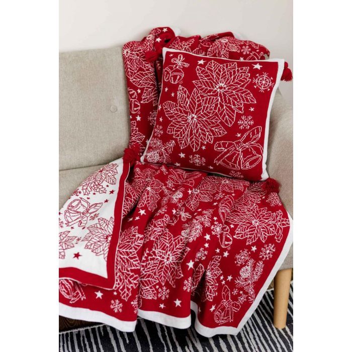 Наволочка Прованс декоративна в'язана Різдвяник червоний 45х45 (030169) зображення 4