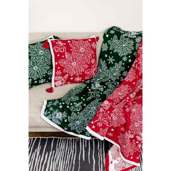 Наволочка Прованс декоративна в'язана Різдвяник червоний 45х45 (030169) зображення 5