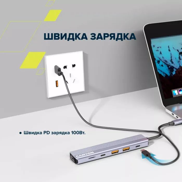 Порт-репликатор Canyon Docking Station DS-17 6 in 1 4k USB-C hub (CNS-TDS17) изображение 11