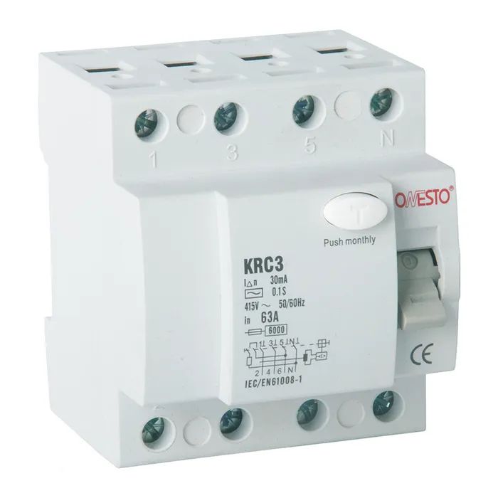 Дифференциальное реле (УЗО) ONESTO 1п+N 25А RCD 30mA, тип AC (KRC3) (0211.)
