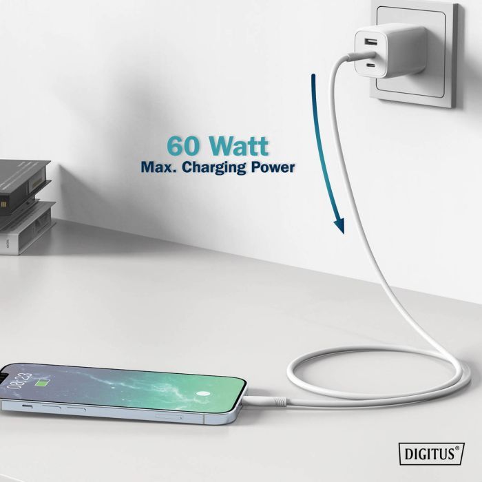Дата кабель USB-C to Lightning 2.0m USB 2.0 60W silicone white Digitus (AK-600110-020-W) изображение 10
