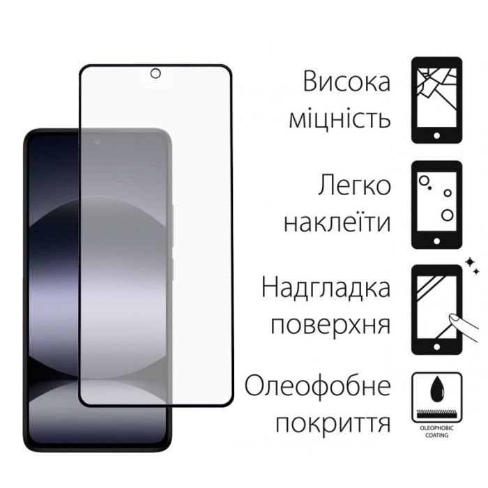 Стекло защитное Dengos Full Glue Xiaomi Redmi Note 14 (black) (TGFG-381) изображение 2